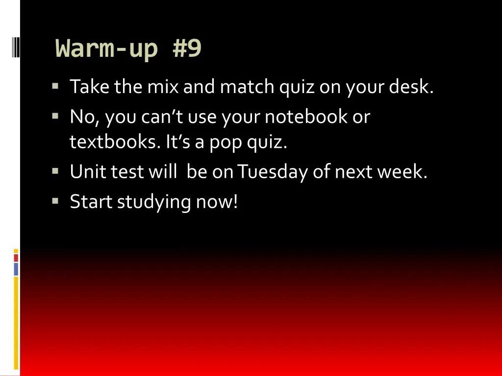 warm up 9