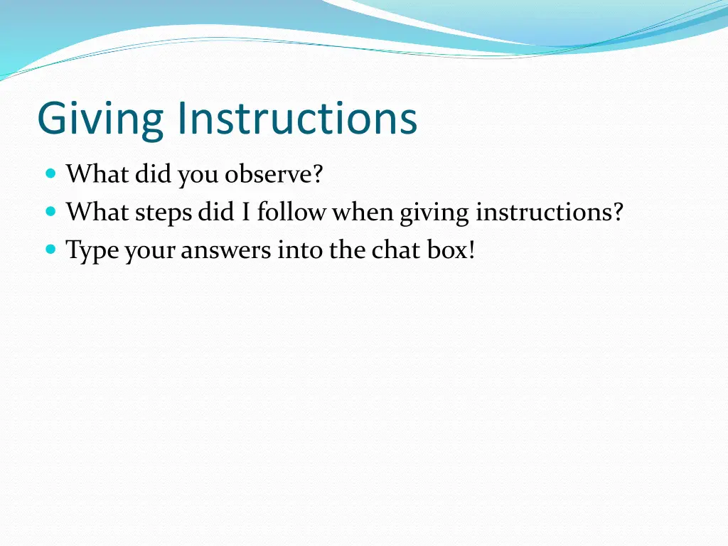 giving instructions 1