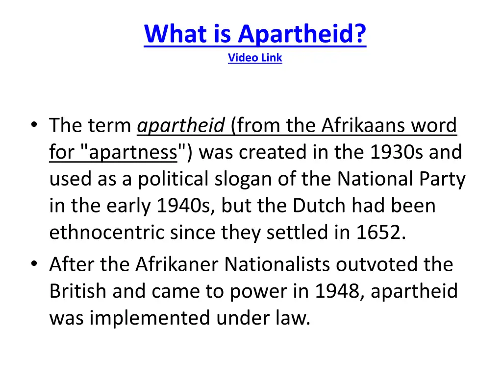 what is apartheid video link