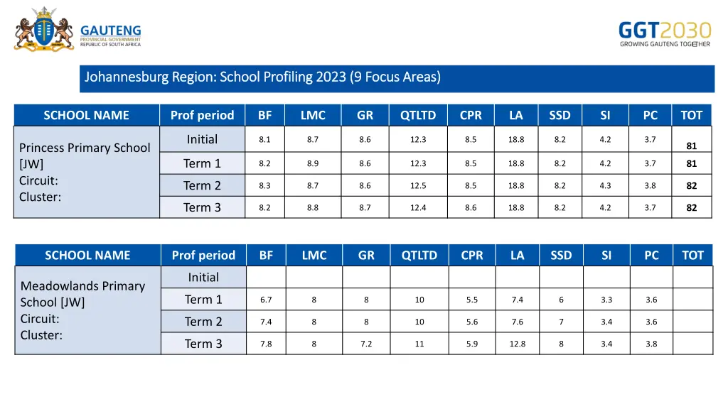 johannesburg region school profiling 2023