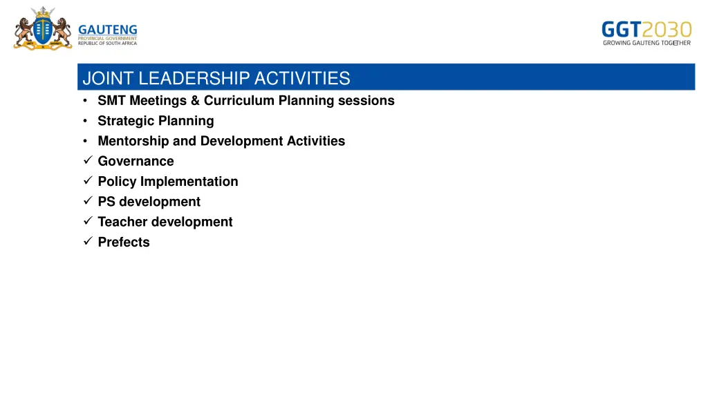 joint leadership activities smt meetings