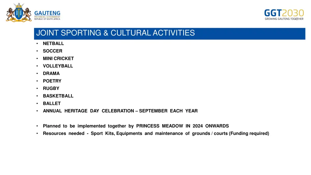joint sporting cultural activities