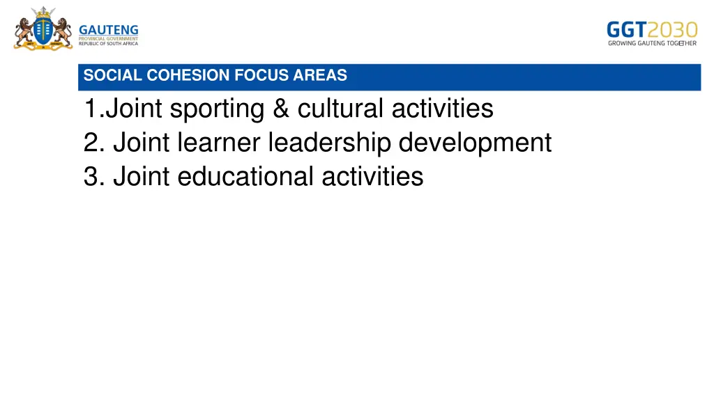 social cohesion focus areas 1 joint sporting