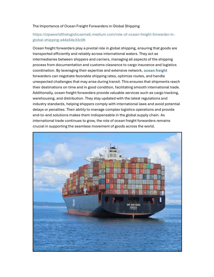 the importance of ocean freight forwarders