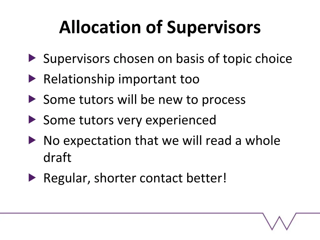 allocation of supervisors