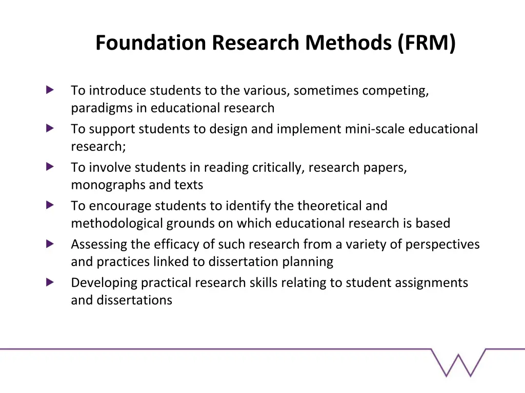 foundation research methods frm