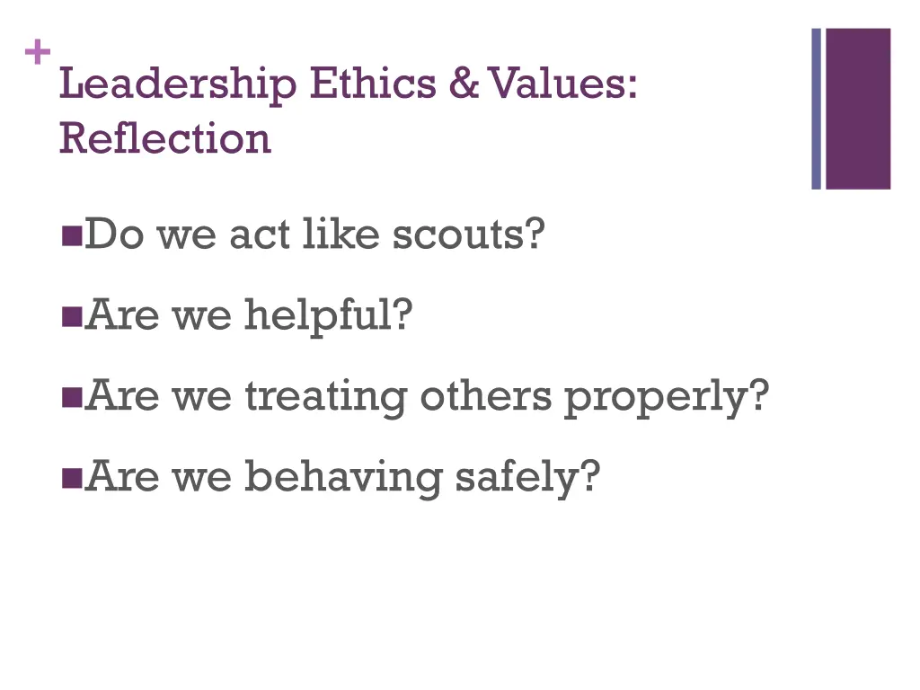 leadership ethics values reflection 3