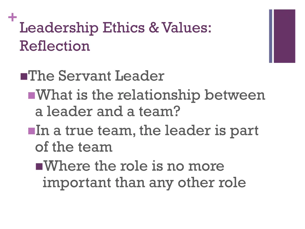 leadership ethics values reflection 5