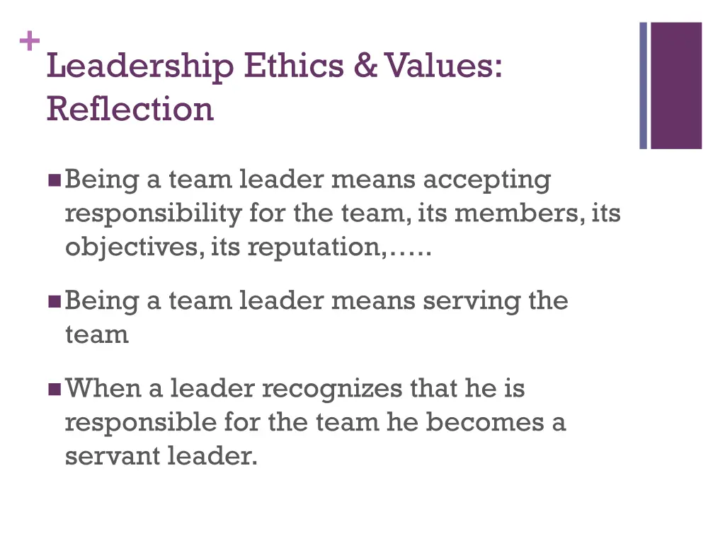 leadership ethics values reflection 6