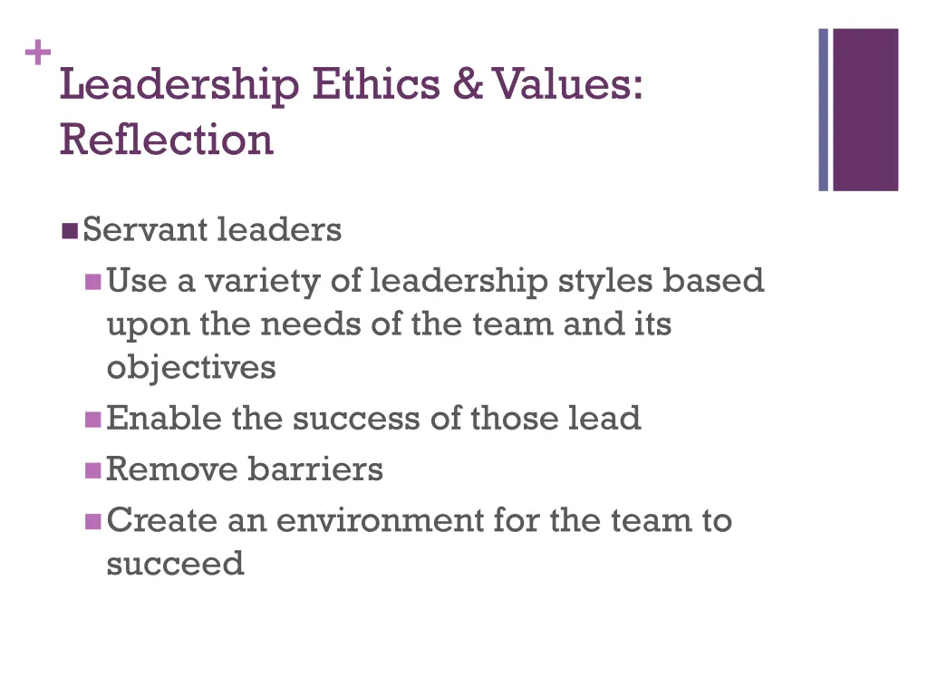 leadership ethics values reflection 7