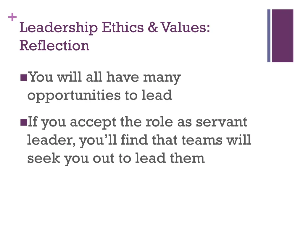 leadership ethics values reflection 9