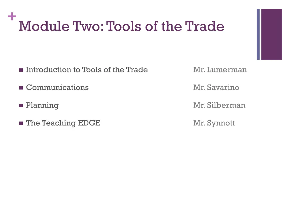 module two tools of the trade