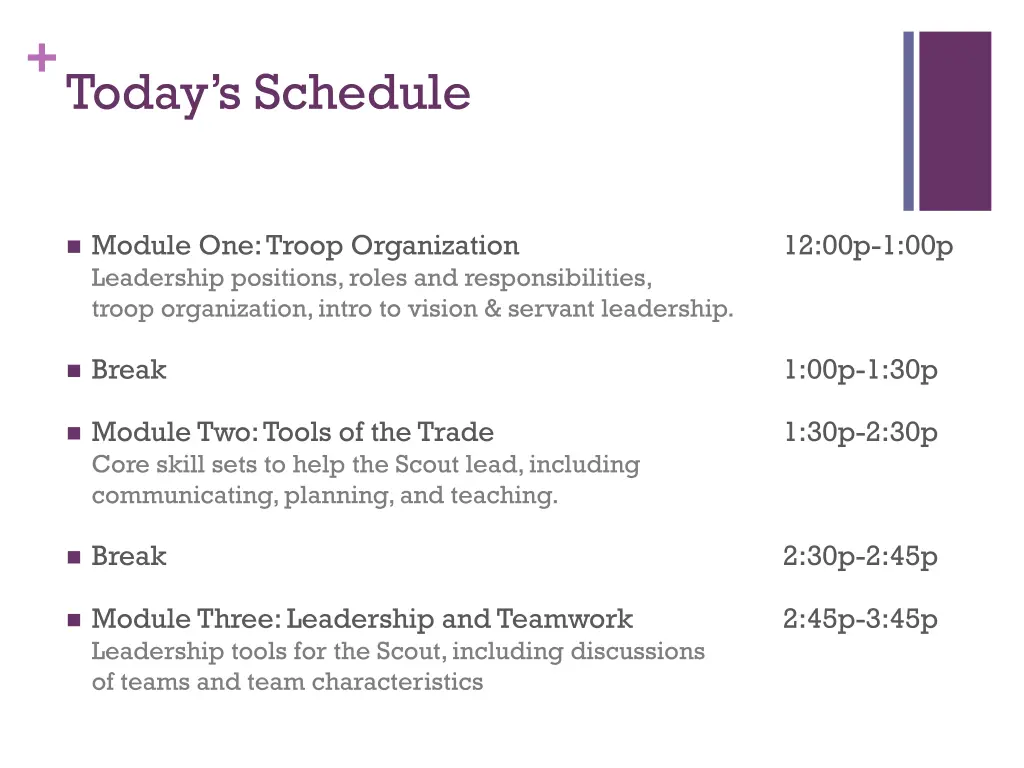 today s schedule