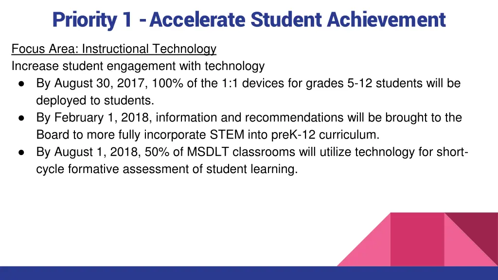 priority 1 accelerate student achievement 1