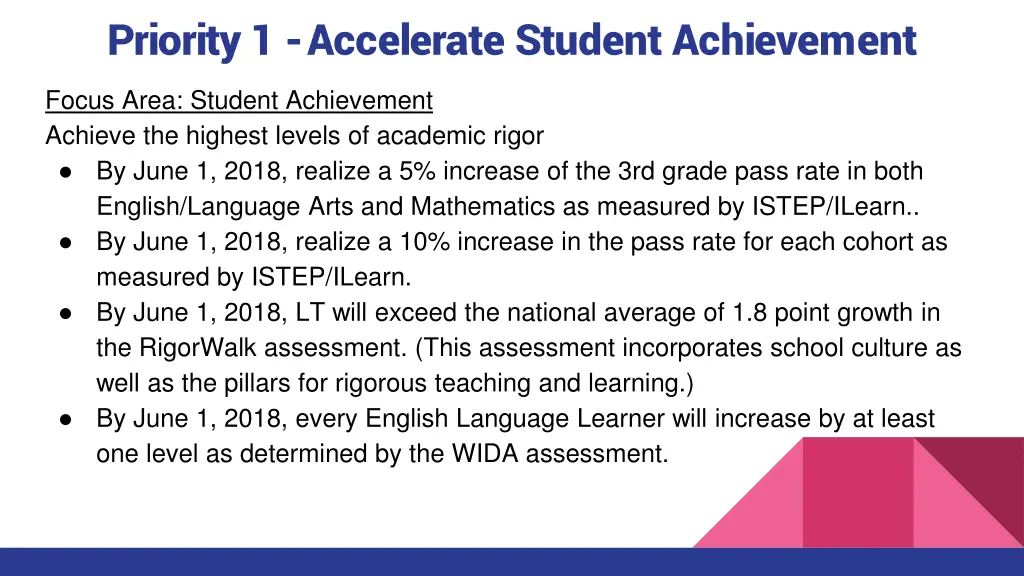 priority 1 accelerate student achievement