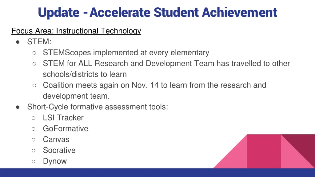 update accelerate student achievement 1