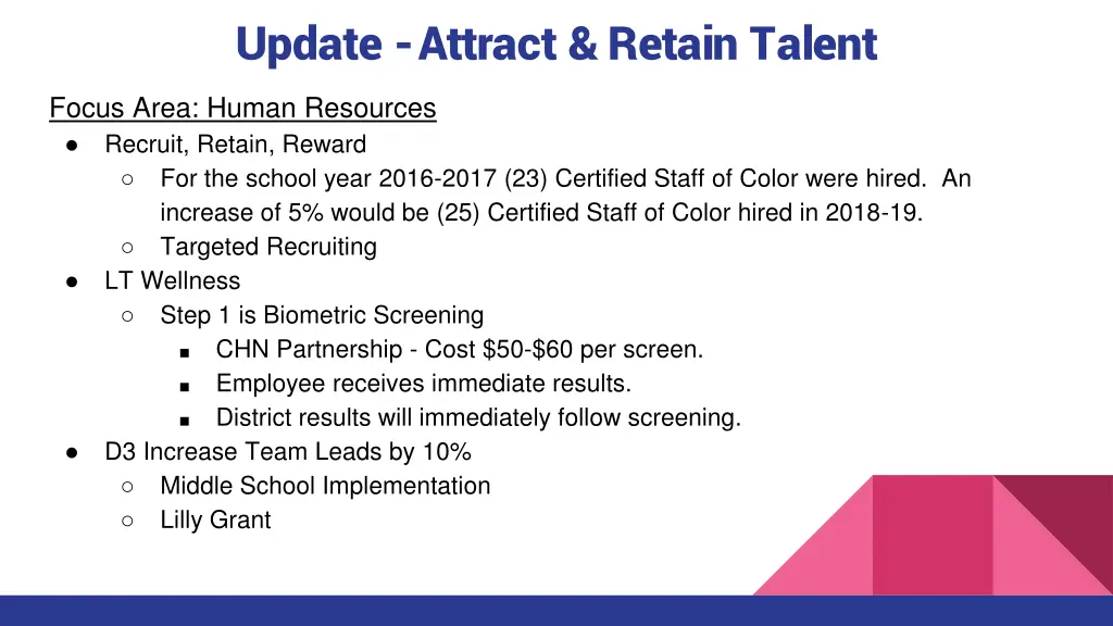update attract retain talent