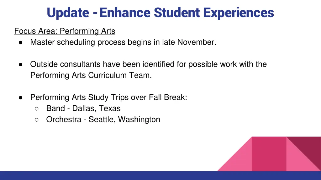 update enhance student experiences 1