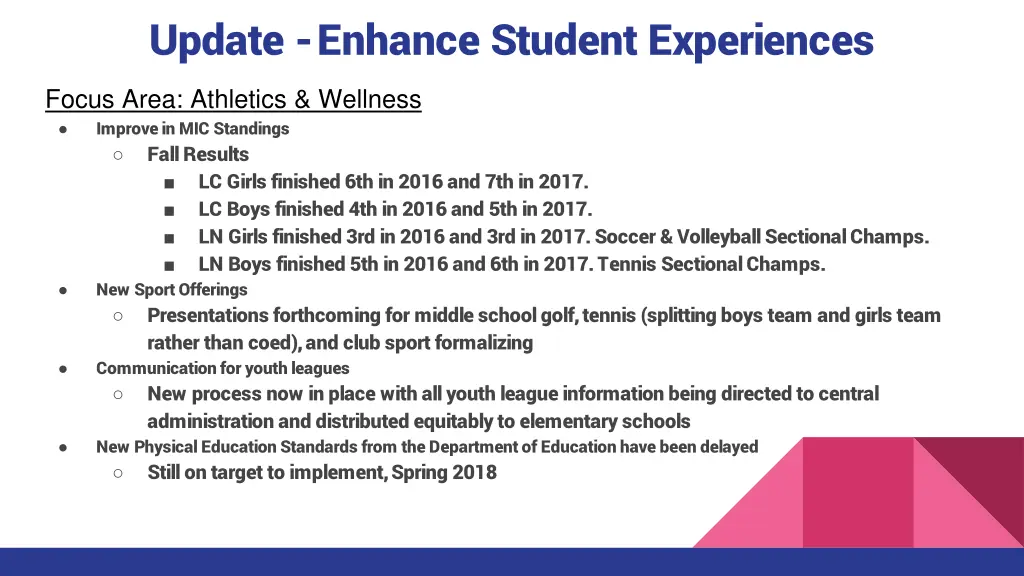 update enhance student experiences 2
