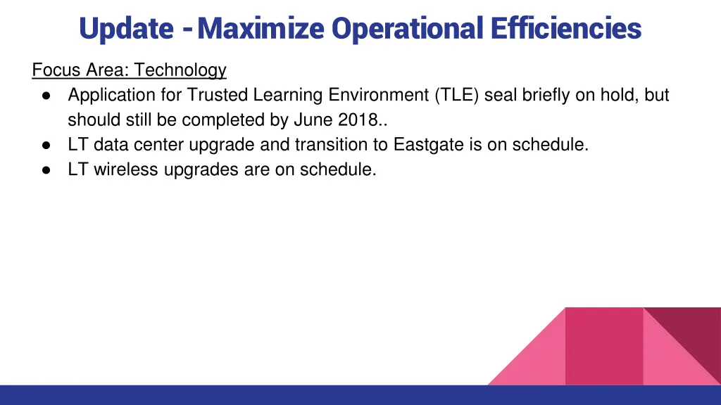 update maximize operational efficiencies 2