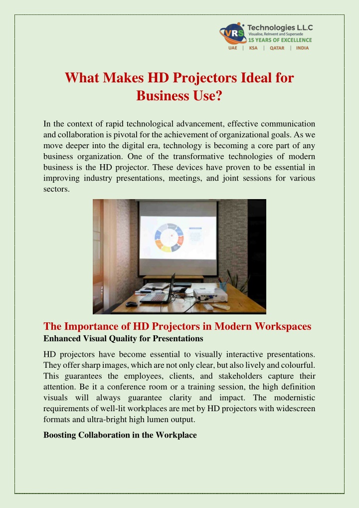 what makes hd projectors ideal for business use