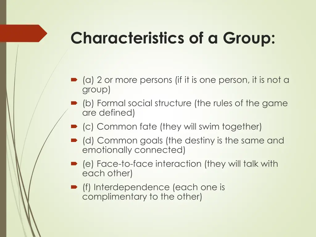 characteristics of a group