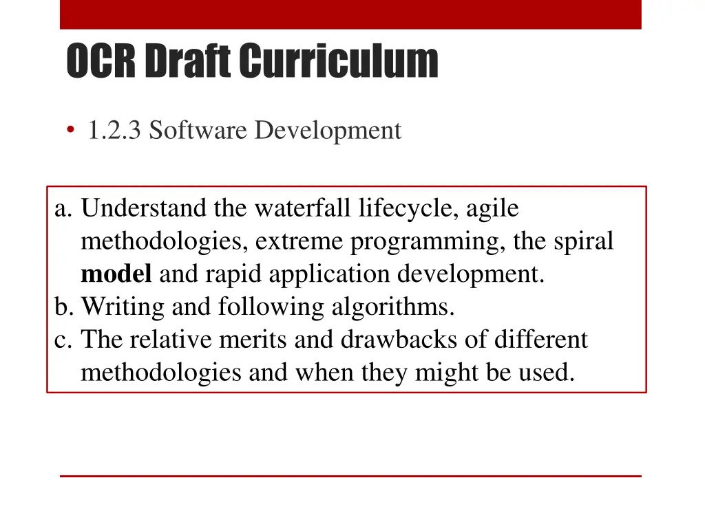 ocr draft curriculum