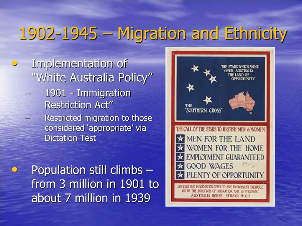 1902 1945 migration and ethnicity