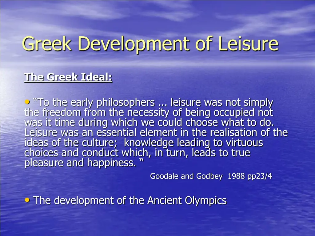 greek development of leisure