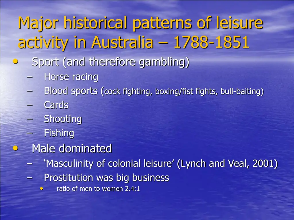major historical patterns of leisure activity 1