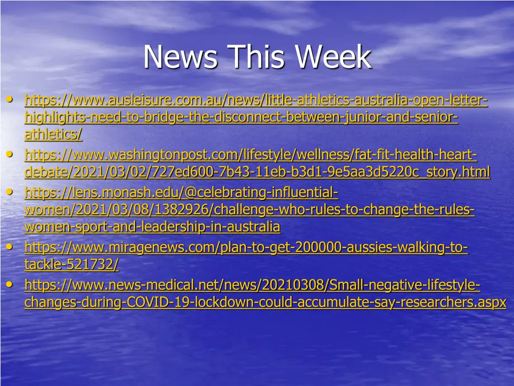 news this week