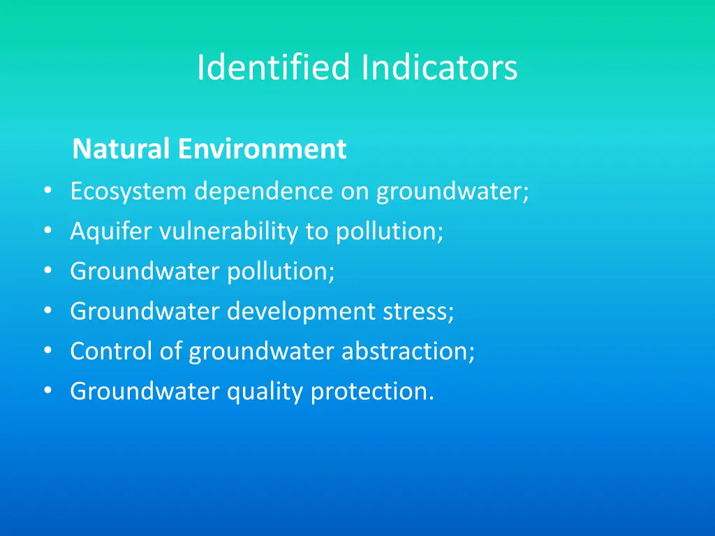 identified indicators 1