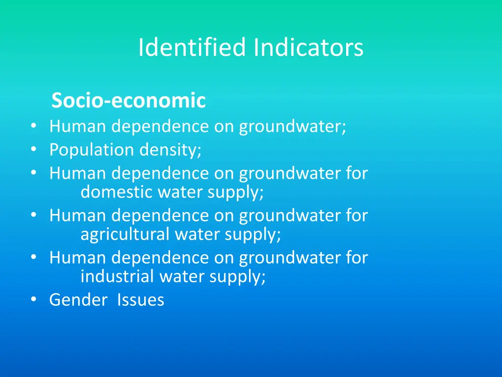identified indicators