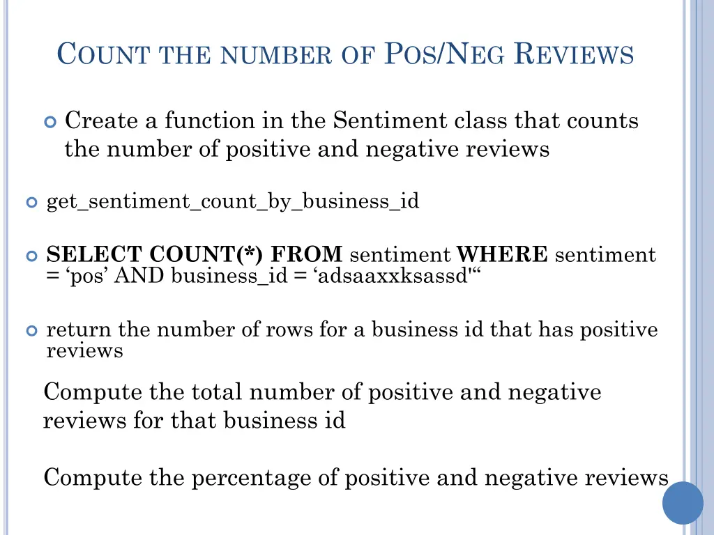 c ount the number of p os n eg r eviews