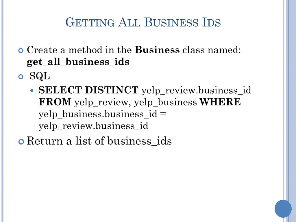 g etting a ll b usiness i ds