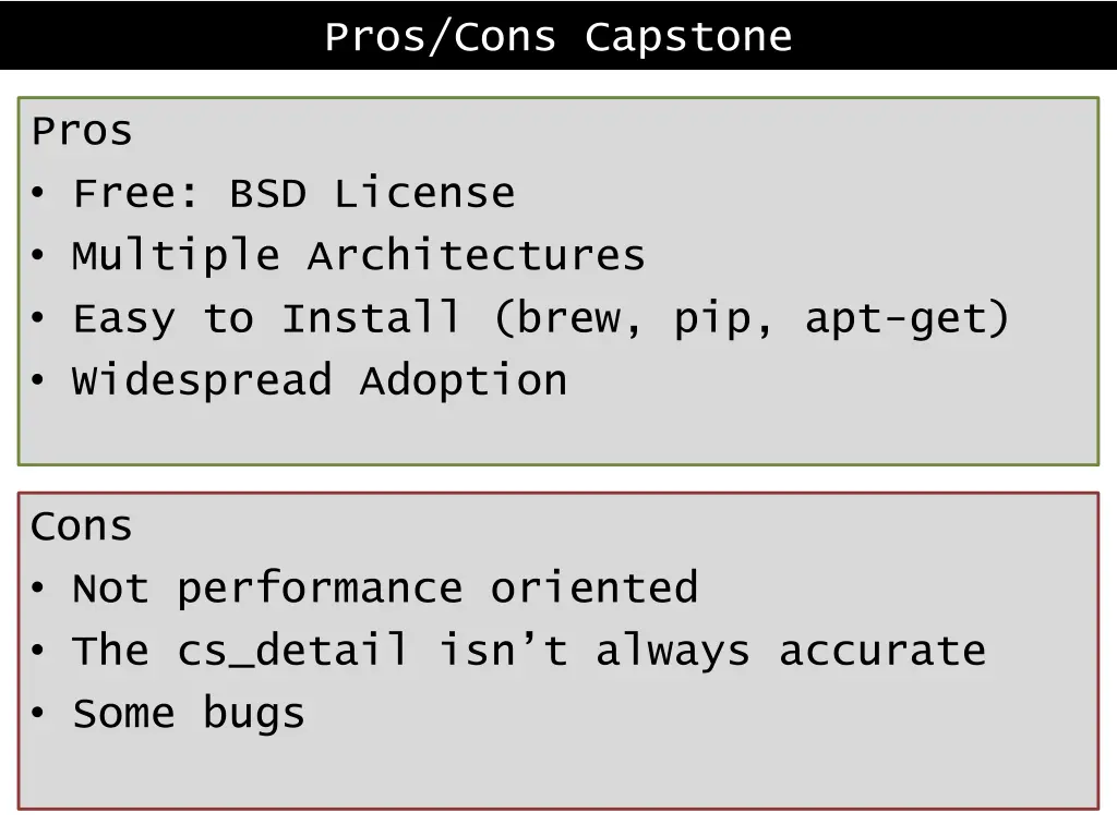 pros cons capstone
