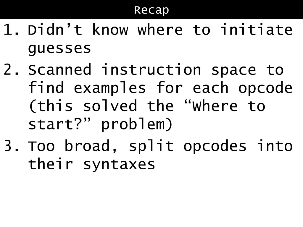recap