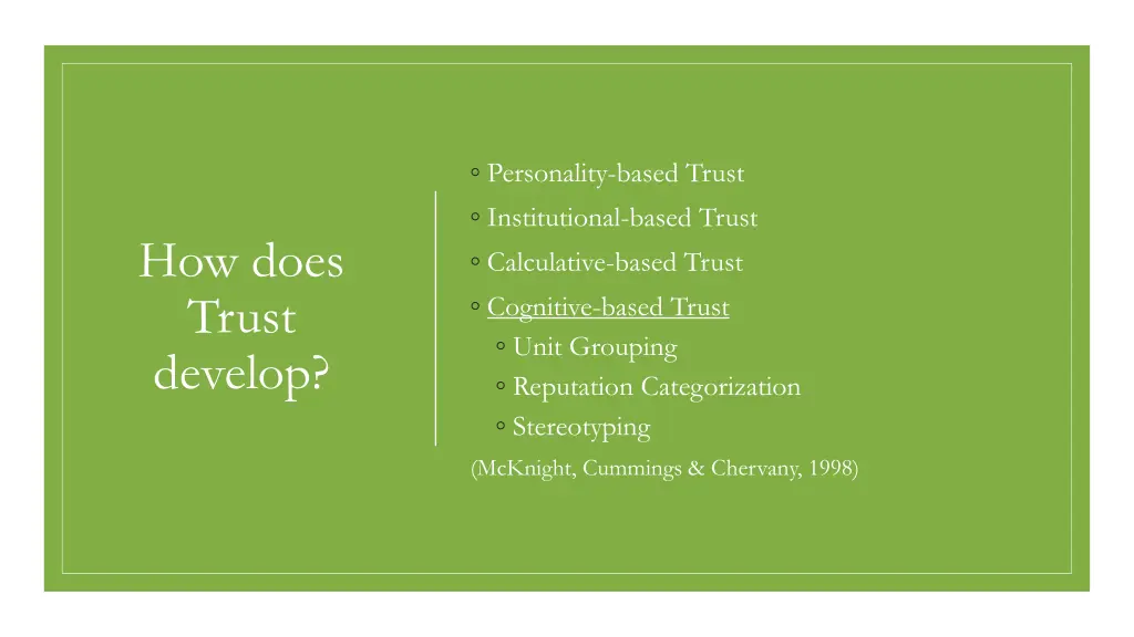 personality based trust institutional based trust
