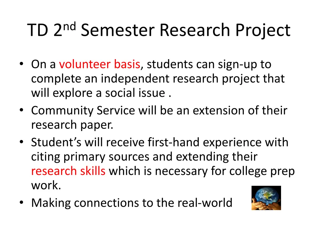 td 2 nd semester research project