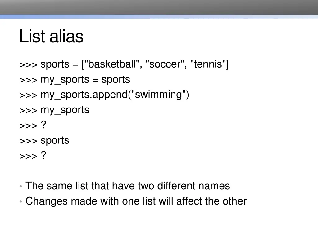 list alias