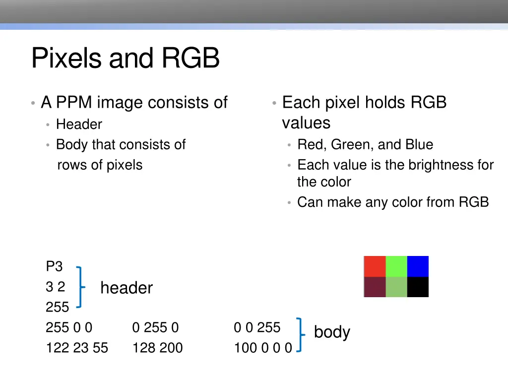 pixels and rgb