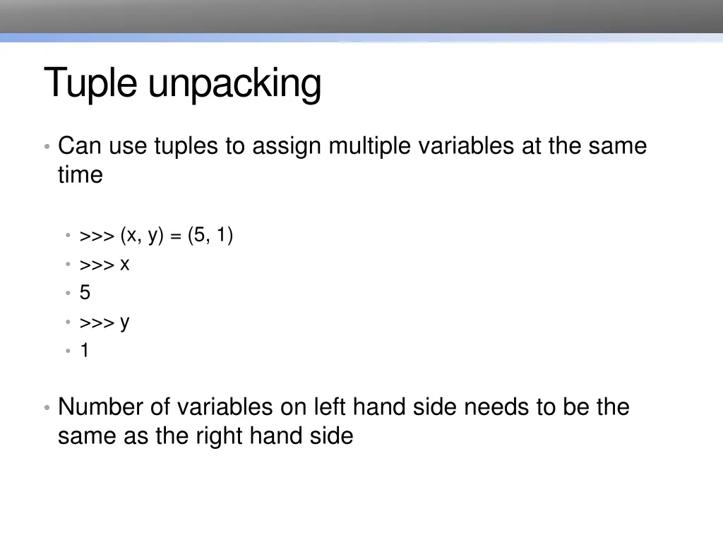 tuple unpacking
