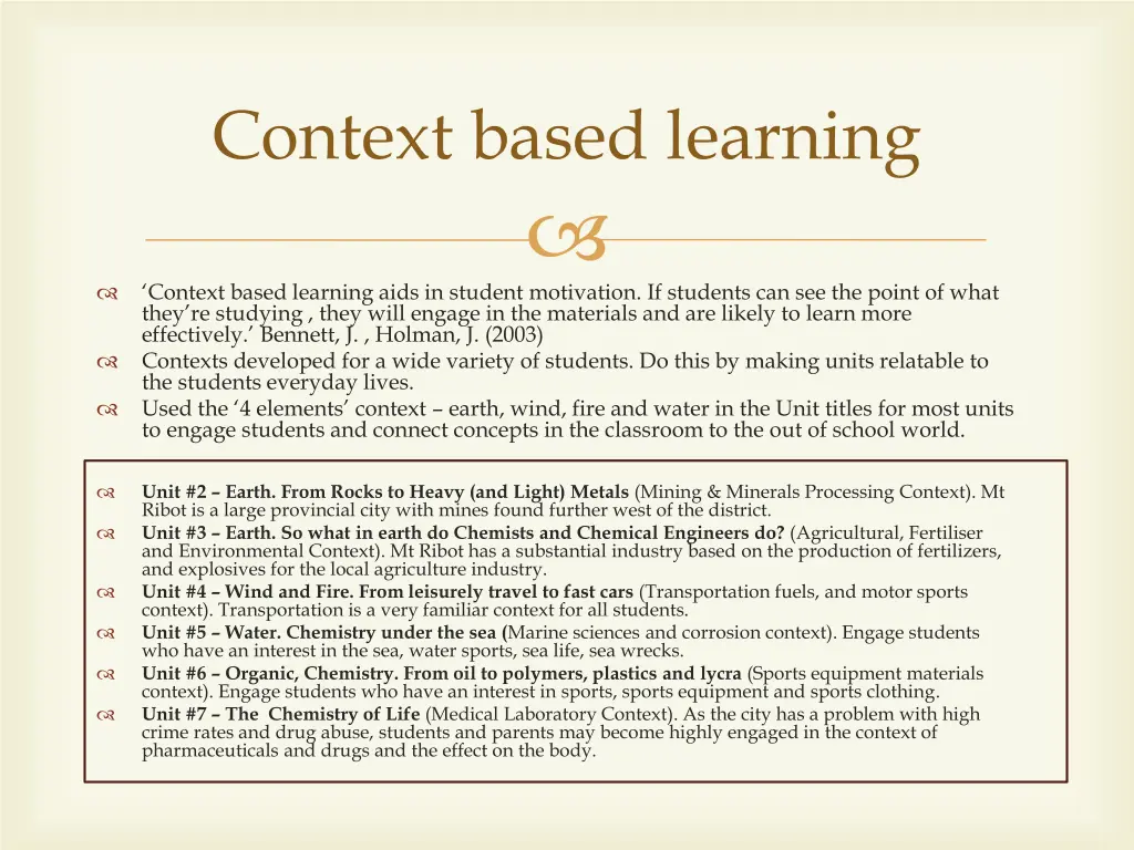 context based learning