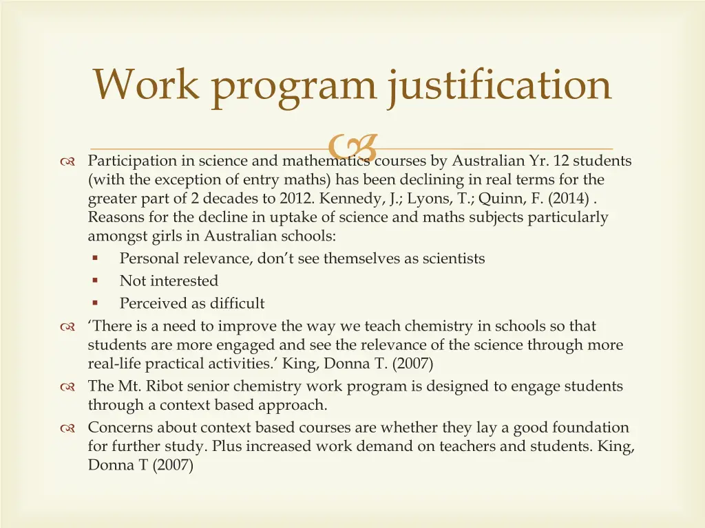 work program justification