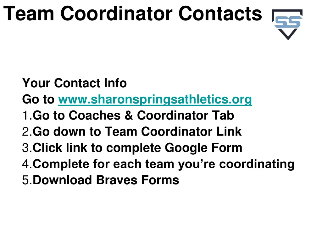 team coordinator contacts