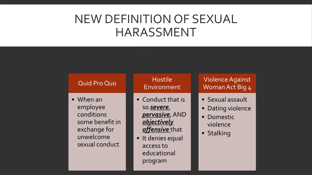 new definition of sexual harassment