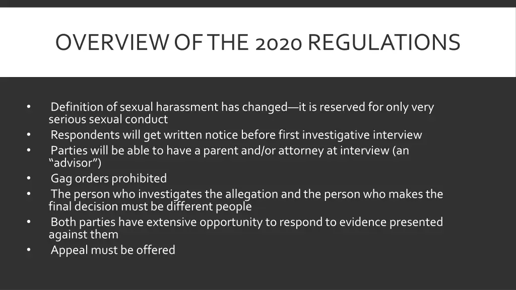 overview of the 2020 regulations