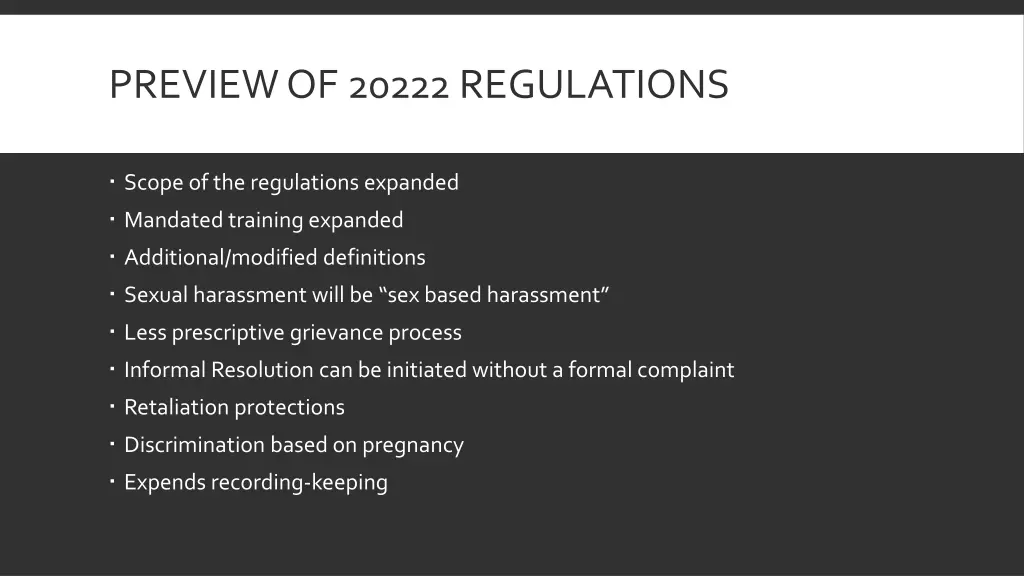 preview of 20222 regulations