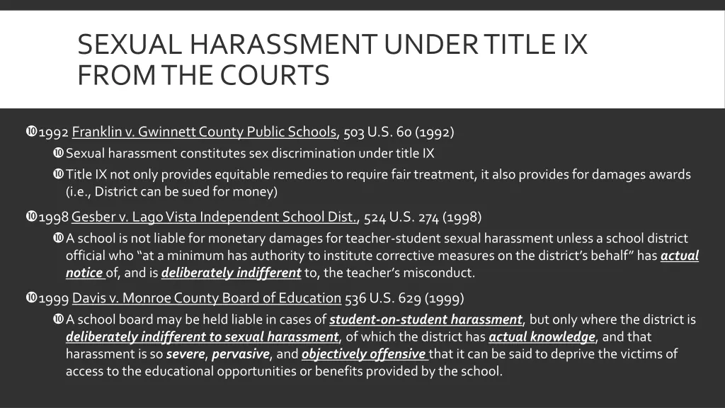 sexual harassment under title ix from the courts
