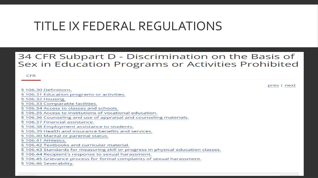 title ix federal regulations